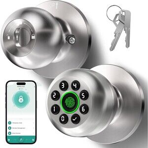 Smart Fingerprint Door Lock w App Control & Key Keyless Entry Knob 4 in 1 K10+